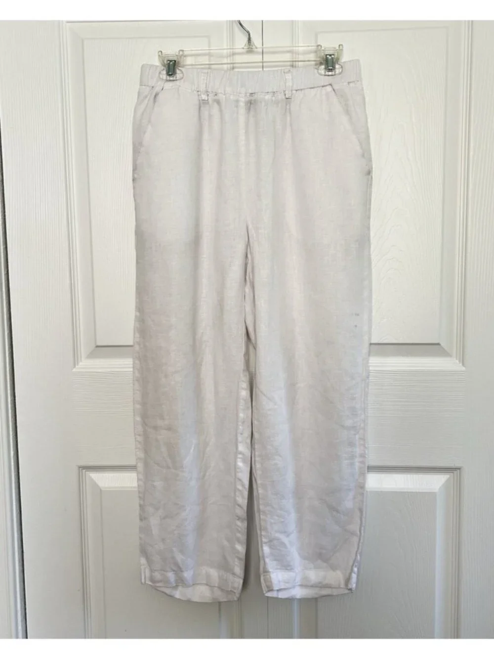 Quince Women’s 100% European Linen Pull On Crop Pants White Size S - Picture 11 of 16